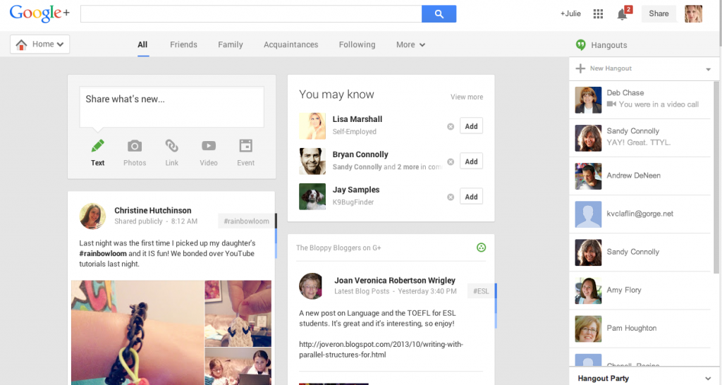 Google + newsfeed