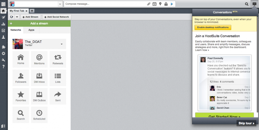 This is what your dashboard looks like right after signup.