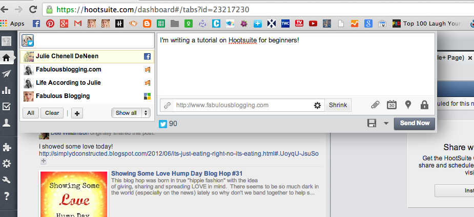 composing a message on Hootsuite